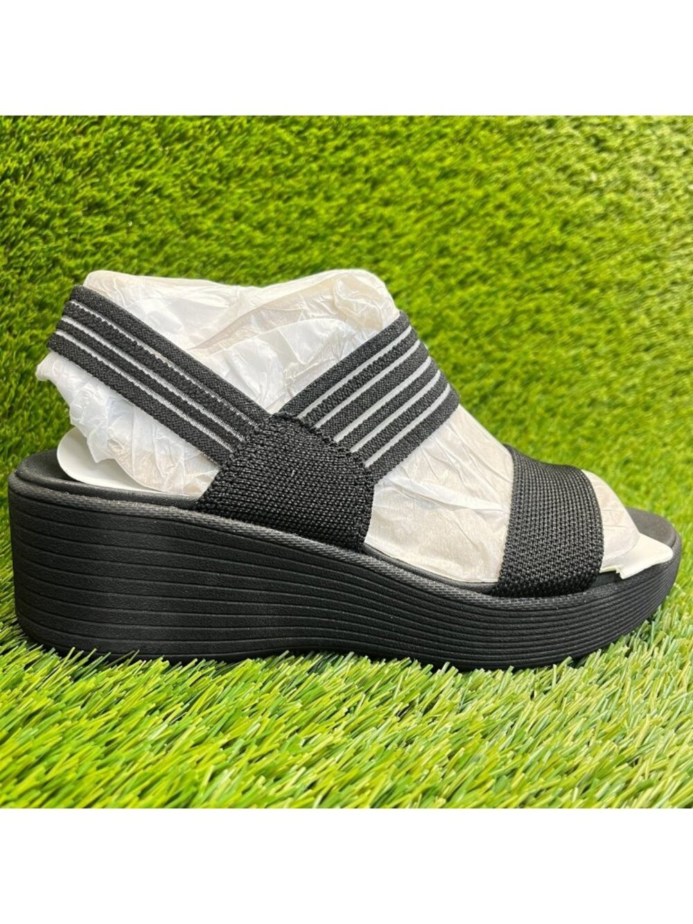 Skechers Parallel Lite Garden Room Womens Size 9 Black Outdoor Wedge Sandals
